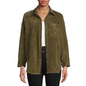 NEW Size Medium Women’s Corduroy Shacket Jacket Shirt Button up Down M Green  Gr